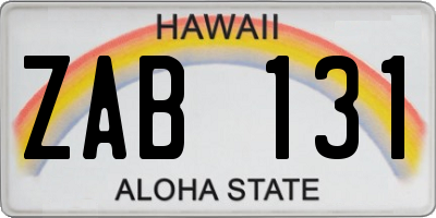 HI license plate ZAB131