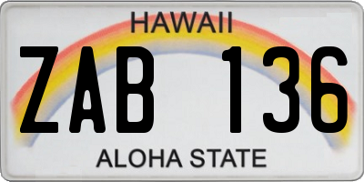 HI license plate ZAB136