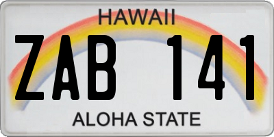 HI license plate ZAB141