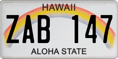 HI license plate ZAB147