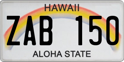 HI license plate ZAB150