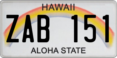 HI license plate ZAB151