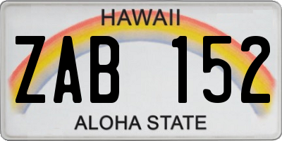 HI license plate ZAB152