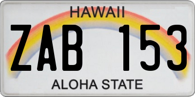 HI license plate ZAB153