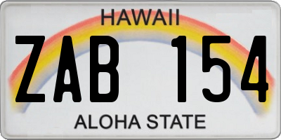 HI license plate ZAB154