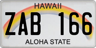HI license plate ZAB166