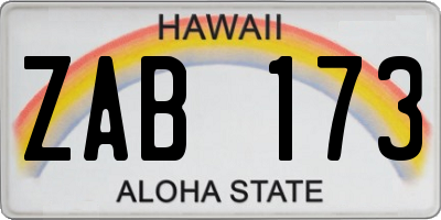 HI license plate ZAB173