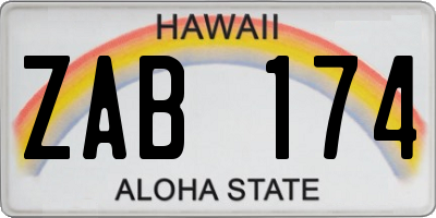 HI license plate ZAB174