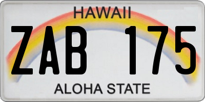 HI license plate ZAB175