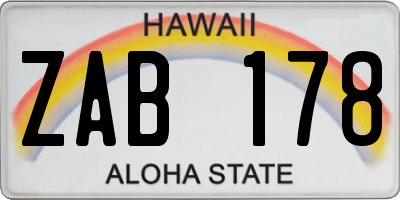 HI license plate ZAB178