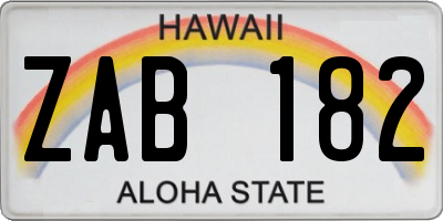 HI license plate ZAB182