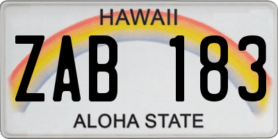 HI license plate ZAB183