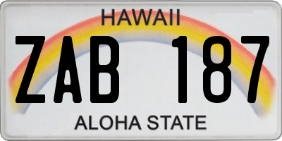 HI license plate ZAB187