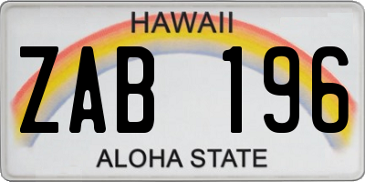 HI license plate ZAB196