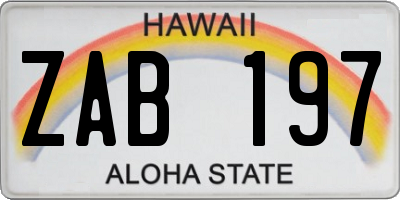 HI license plate ZAB197