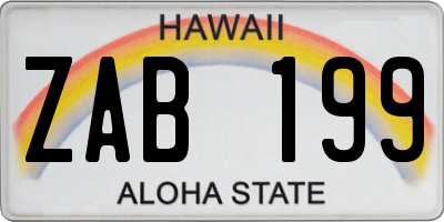 HI license plate ZAB199