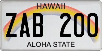 HI license plate ZAB200