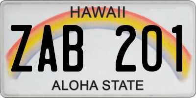 HI license plate ZAB201