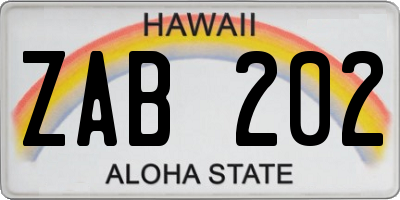 HI license plate ZAB202