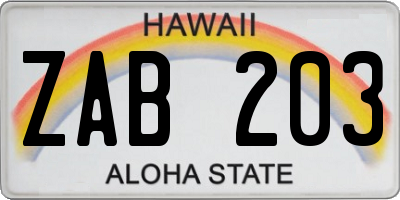 HI license plate ZAB203