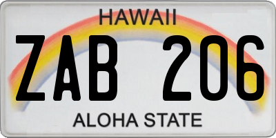 HI license plate ZAB206