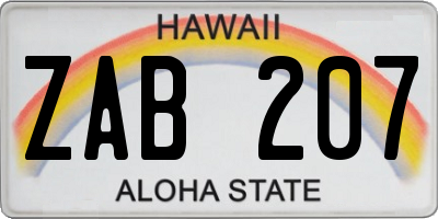 HI license plate ZAB207