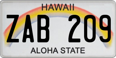 HI license plate ZAB209
