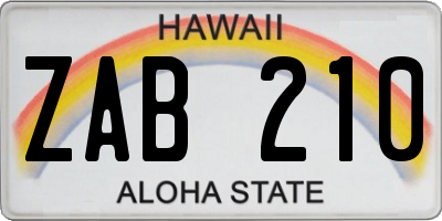 HI license plate ZAB210