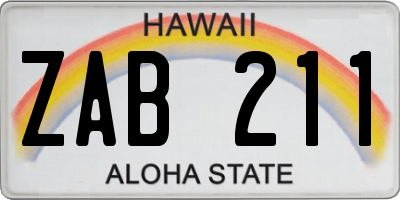 HI license plate ZAB211