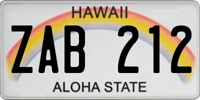 HI license plate ZAB212
