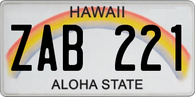 HI license plate ZAB221