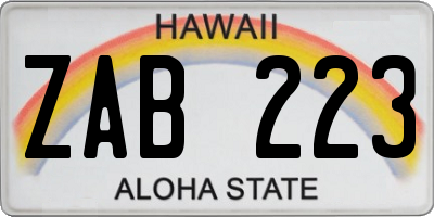 HI license plate ZAB223