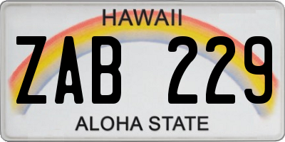 HI license plate ZAB229