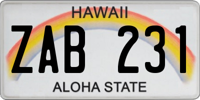 HI license plate ZAB231