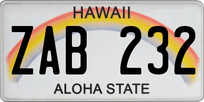 HI license plate ZAB232