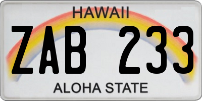 HI license plate ZAB233