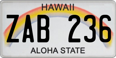 HI license plate ZAB236