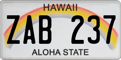 HI license plate ZAB237