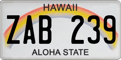 HI license plate ZAB239