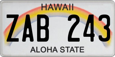 HI license plate ZAB243