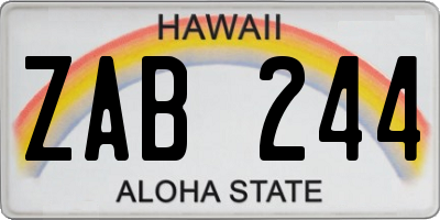 HI license plate ZAB244