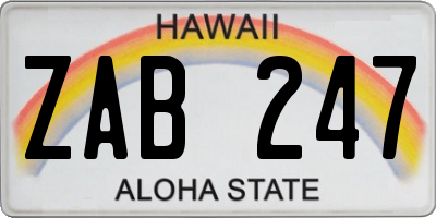 HI license plate ZAB247