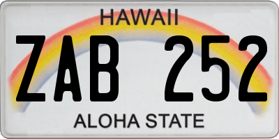 HI license plate ZAB252