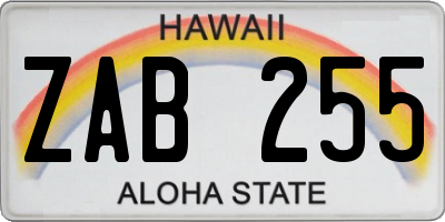 HI license plate ZAB255
