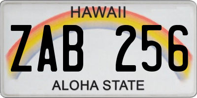 HI license plate ZAB256