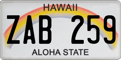 HI license plate ZAB259