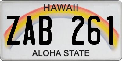 HI license plate ZAB261