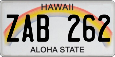 HI license plate ZAB262