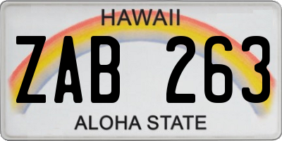 HI license plate ZAB263