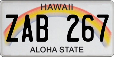 HI license plate ZAB267